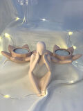 Dekoratif İkili Nilüfer Tealight  Soyut Düşünen Adam Biblo Set