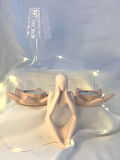 Dekoratif İkili Nilüfer Tealight  Soyut Düşünen Adam Biblo Set