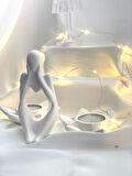 Dekoratif İkili Nilüfer Tealight  Soyut Düşünen Adam Biblo Set
