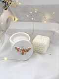 Dekoratif Beton Arı Petek Desen Organizer Tabak Soya Mum  Petek Desen Soya Mum Set
