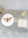 Dekoratif Beton Arı Petek Desen Organizer Tabak Soya Mum  Petek Desen Soya Mum Set