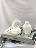 Dekoratif İkili Vazo  Lotus Soya Mum Set