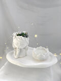 Dekoratif Beton Organizer Tabak Çiçekçi Kız Saksı Lotus Soya Mum Set