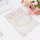 Rose Gold Renk Bekarlığa Veda Kristal Taş Bride Tacı İthal 16x10 cm (4767)