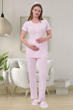 Mecit 1541 Pembe Uzun Sabahlıklı Lohusa Pijama Takımı