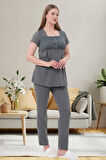 Mecit 6003 Füme Sabahlıklı Lohusa Pijama Takımı