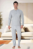 By Mecit 2759 Gri Büyük Beden Erkek Pijama Takımı