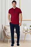 Mecit 2769 Erkek Bordo Büyük Beden Şortlu Pijama Takımı