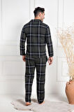Mecit 2950 Yeşil Ekoseli Büyük Beden Kışlık Erkek Pijama Takımı