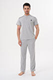Mecit 2981 Gri Büyük Beden Kısa Kollu Erkek Pijama Takımı