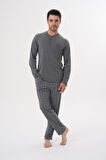 Mecit 2982 Füme Büyük Beden Uzun Kollu Erkek Pijama Takımı