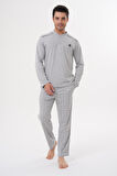 Mecit 2982 Gri Büyük Beden Uzun Kollu Erkek Pijama Takımı