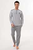 Mecit 2998 Gri Selanik Kumaş Kışlık Erkek Pijama Takımı