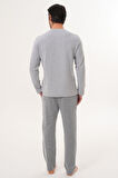 Mecit 2998 Gri Selanik Kumaş Kışlık Erkek Pijama Takımı