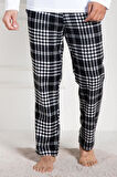 Mecit 3026 Erkek Beyaz Ekoseli Tek Pijama Altı
