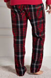 Mecit 3027 Erkek Kırmızı Ekoseli Tek Pijama Altı