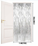 Gümüş Renk Ekstra Metalize Parlak Saçaklı Arka Fon Perde İthal A Kalite 1x2 Me