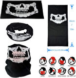 Siyah Renk Dikişsiz Çok Fonksiyonlu Çene Kafatası Yüz Maskesi Baf Buff Bandana 