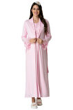Mecit 5417 Pembe Uzun Sabahlıklı Lohusa Gecelik Takımı