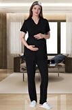 Mecit 6008 Kadın Siyah Hamile Lohusa Pijama Takımı