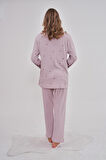 Mecit 6150 Kadın Lila Yüzde Yüz Pamuk Büyük Beden Pijama Takımı