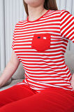 Mecit 6202 Kırmızı Çizgili Büyük Beden Kadın Pijama Takımı