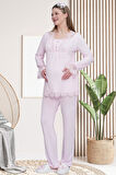 Mecit 6300 Pembe Dantelli Hamile Lohusa Pijama Takımı