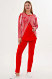 Mecit 6303 Kırmızı Likralı Spor Hamile Lohusa Pijama Takımı