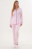 Mecit 6335 Pembe Kadın Sabahlık Gecelik Pijama 4'lü Set
