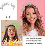 Kristal Taşlı Gümüş Birthday Girl Yazılı Doğum Günü Parti Tacı 19x11 cm (