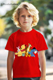 HAYVAN FİGÜRLÜ WINNIE FRIENDS BASKILI OVERSIZE TİŞÖRT