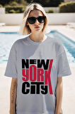 NEWYORK BASKILI BİSİKLET YAKA KISA KOLLU UNISEX TİŞÖRT