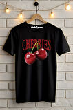 CHERRIES Baskılı Unisex Oversize Tişört