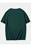 Kadın Saks Mavi Happiest Baskılı Oversize Tshirt