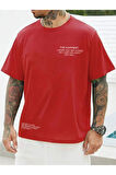 Kadın Saks Mavi Happiest Baskılı Oversize Tshirt
