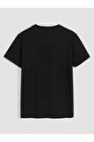 Erkek Zar Kart Baskılı Bisiklet Yaka Oversize Salaş Boyfirend Beyaz T-shirt