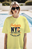 Authentic NYC Baskılı Unisex Oversize Tişört