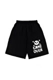 GAME OVER Baskılı Siyah Unisex Şort