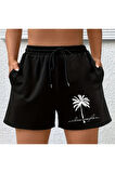 Unisex Palmiye Baskılı Şort