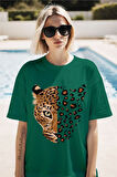 Leopar Baskılı Unisex Oversize Tişört
