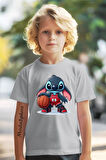 BASKETBOLCU STITCH BASKILI BİSİKLET YAKA KISA KOLLU ÇOCUK TİŞÖRT