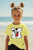 M MICKEY BASKILI BİSİKLET YAKA KISA KOLLU ÇOCUK TİŞÖRT