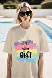 Girl Vibes Baskılı Unisex Oversize Tişört