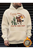 Noel Baskılı Kapüşonlu Sweatshirt