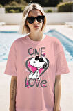 One Love Baskılı Unisex Oversize Tişört
