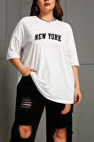 Büyük Beden New York Baskılı Unisex Oversize Tişört