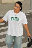 Büyük Beden New Jersey Baskılı Unisex Oversize Tişört