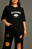 Büyük Beden California Baskılı Unisex Oversize Tişört