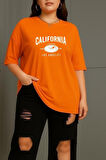 Büyük Beden California Baskılı Unisex Oversize Tişört