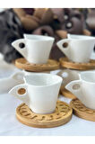 Türk Kahve Fincanı Belina Bambulu Porselen 6 Kişilik 12 Parça